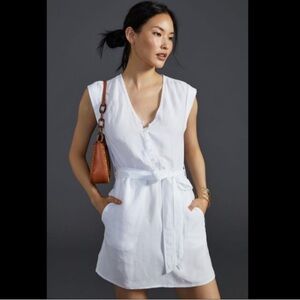 NWT Anthropologie - Cloth & Stone - Button-Front Mini Dress in White